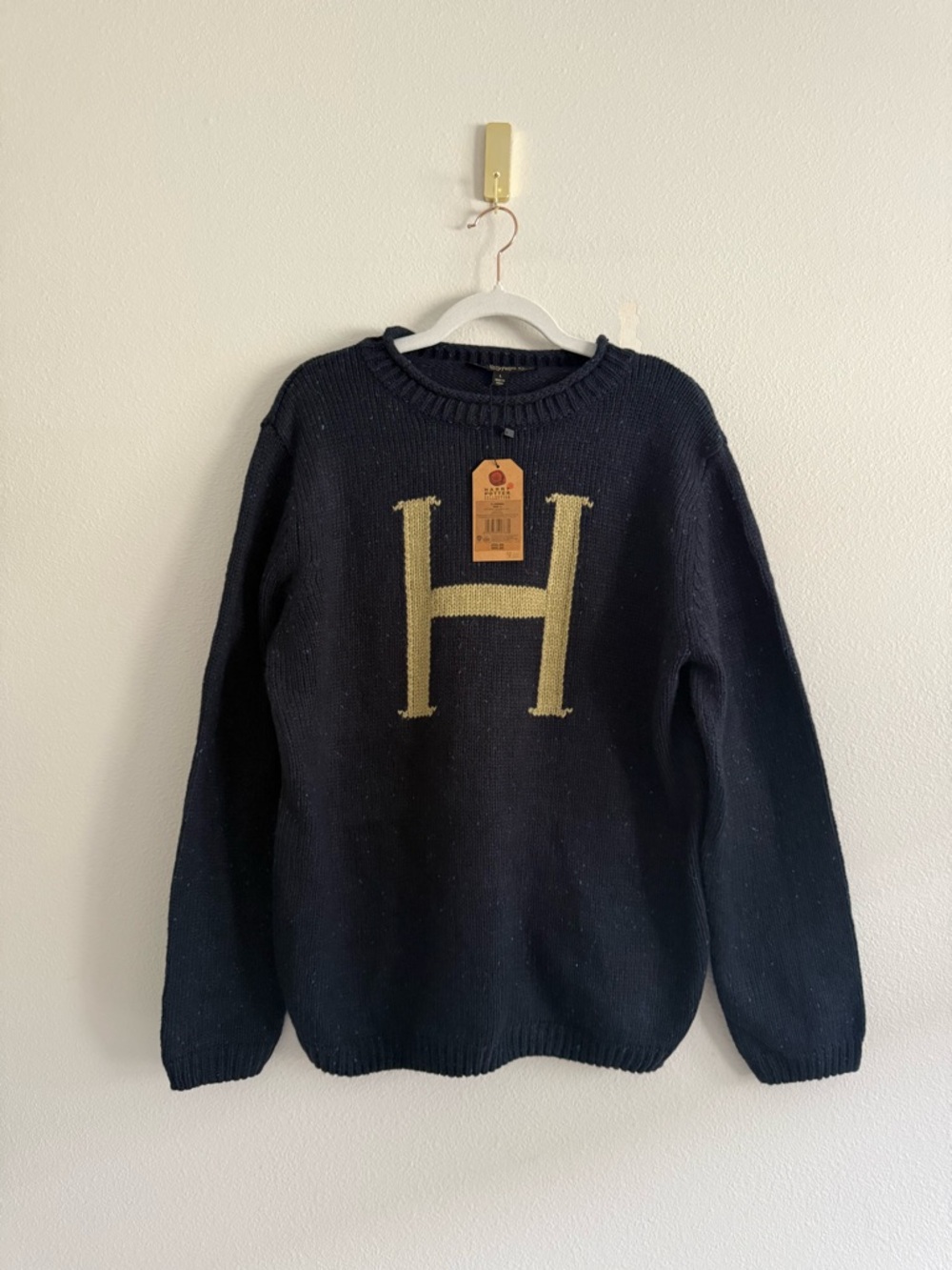 Harry Potter wizarding world jumper H Letter Knit Sweater Navy Sz L NWT